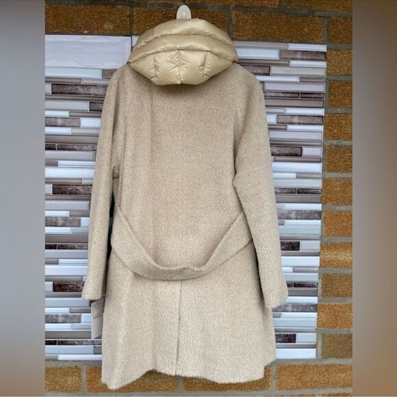 Trina Turk alpaca wool autumn turtleneck coat size 12 in oatmeal - Picture 13 of 17